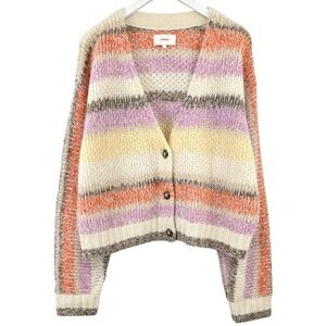 XiRENA Laramie Sweater - Cream Yellow Purple Striped Loose Knit Light Cardigan